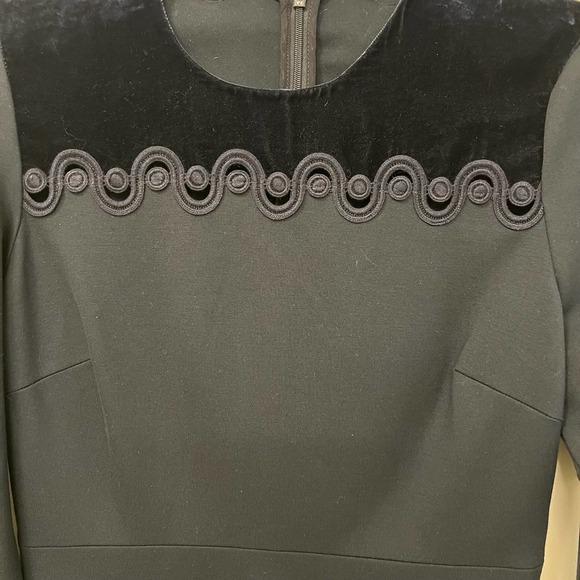 SANDRO $495 Edma Navy Velvet Cutout Trim Mini Long Sleeve Dress Size 3 Large - Picture 6 of 10